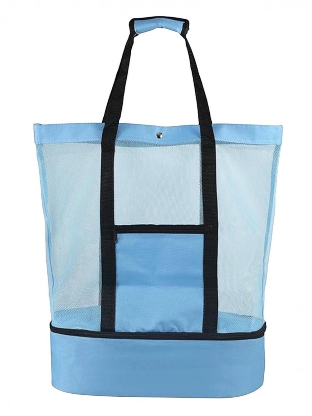 2-IN-1 MESH BEACH TOTE INSULATED COOLER BAG BLUE